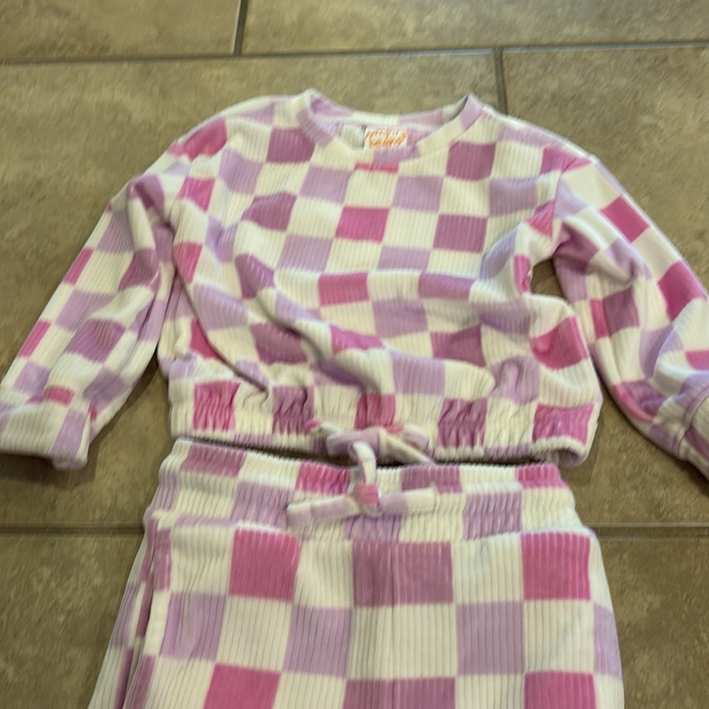 Jumping Beans Pink and White Checkered Kids Matching Set - Picture 2 of 3